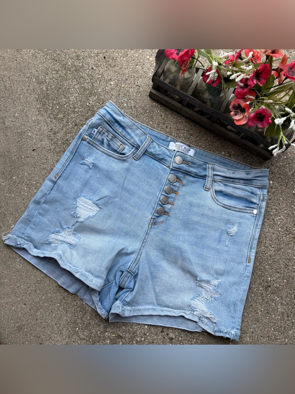 Judy Blue High Rise Distressed Jean Shorts Size Medium